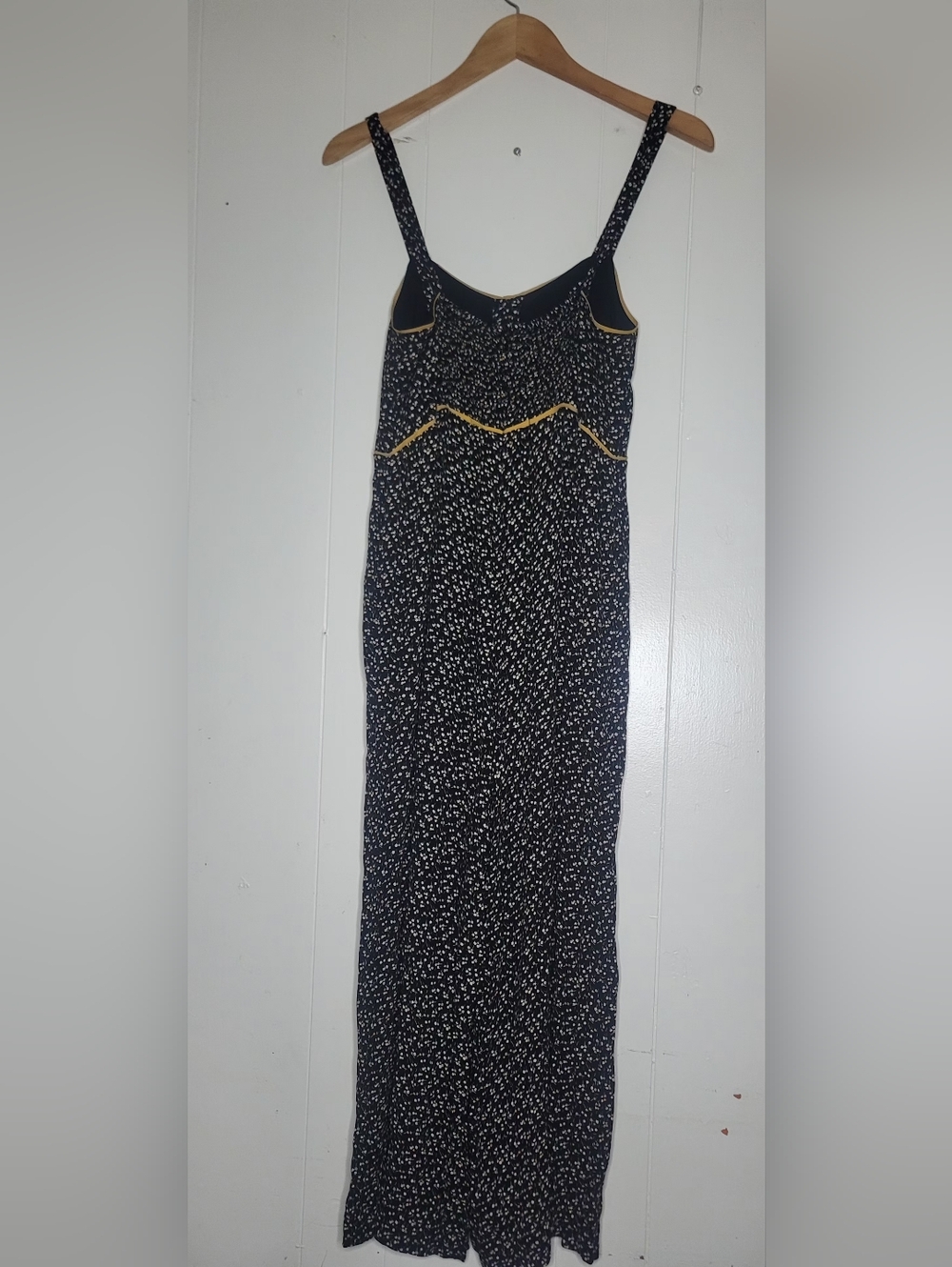 Madewell Black Floral Wide-Leg Jumpsuit with Cream Trim - Picture 4 of 12